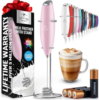 Powerful Handheld Milk Frother with Stand & Batteries