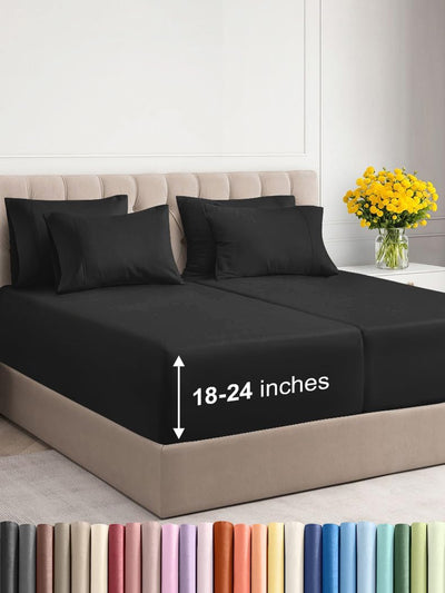 Premium 6-Piece King Sheet Set – Extra Deep Pockets, Cooling Comfort & Wrinkle-Free Softness