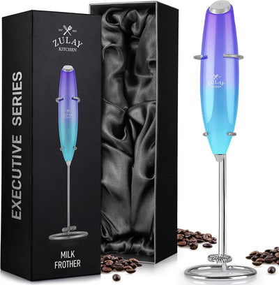 Powerful Handheld Milk Frother with Stand & Batteries