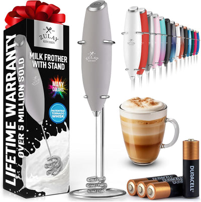 Powerful Handheld Milk Frother with Stand & Batteries