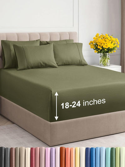 Premium 6-Piece King Sheet Set – Extra Deep Pockets, Cooling Comfort & Wrinkle-Free Softness