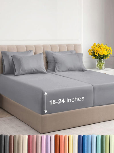 Premium 6-Piece King Sheet Set – Extra Deep Pockets, Cooling Comfort & Wrinkle-Free Softness