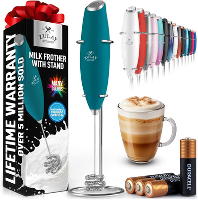 Powerful Handheld Milk Frother with Stand & Batteries