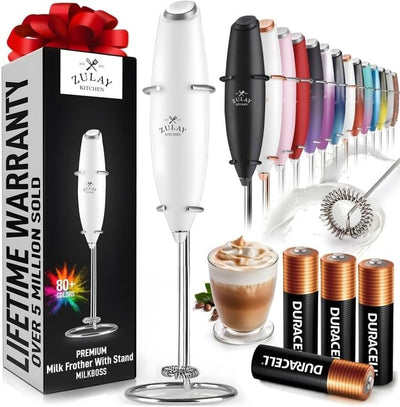 Powerful Handheld Milk Frother with Stand & Batteries