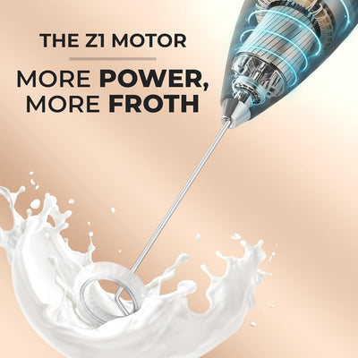 Powerful Handheld Milk Frother with Stand & Batteries