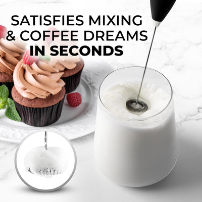 Powerful Handheld Milk Frother with Stand & Batteries