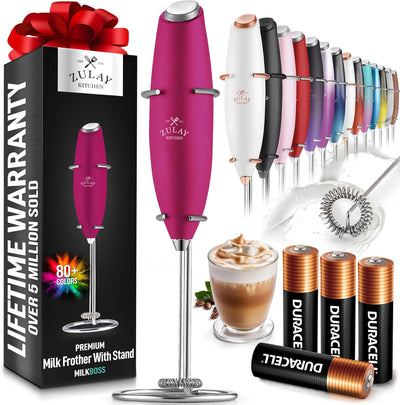 Powerful Handheld Milk Frother with Stand & Batteries