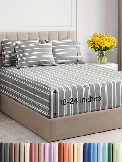 Premium 6-Piece King Sheet Set – Extra Deep Pockets, Cooling Comfort & Wrinkle-Free Softness