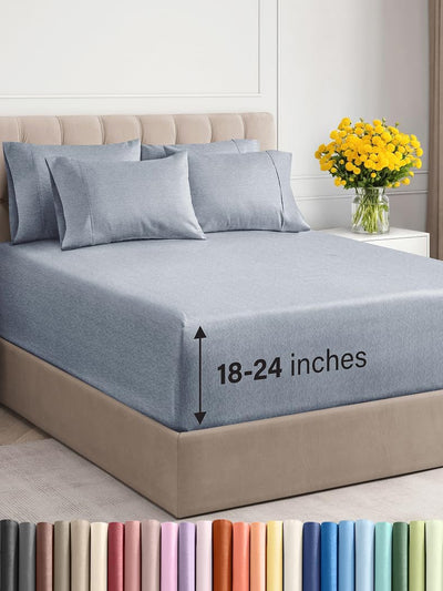Premium 6-Piece King Sheet Set – Extra Deep Pockets, Cooling Comfort & Wrinkle-Free Softness