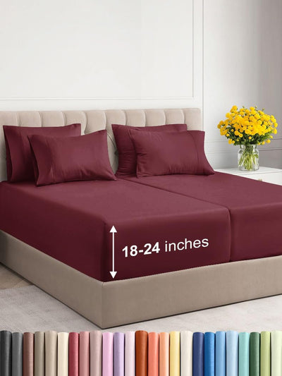 Premium 6-Piece King Sheet Set – Extra Deep Pockets, Cooling Comfort & Wrinkle-Free Softness