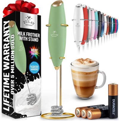 Powerful Handheld Milk Frother with Stand & Batteries
