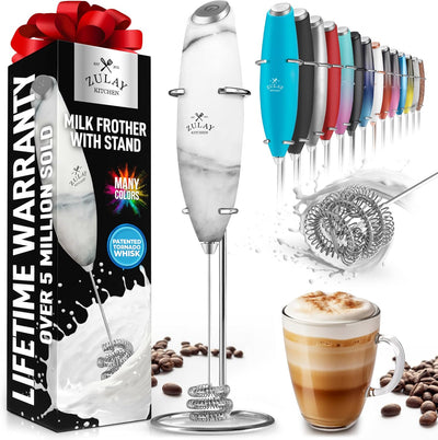 Powerful Handheld Milk Frother with Stand & Batteries