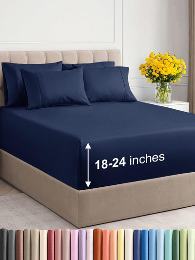 Premium 6-Piece King Sheet Set – Extra Deep Pockets, Cooling Comfort & Wrinkle-Free Softness