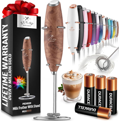Powerful Handheld Milk Frother with Stand & Batteries