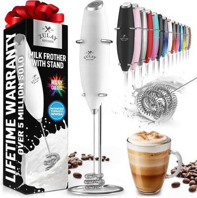 Powerful Handheld Milk Frother with Stand & Batteries