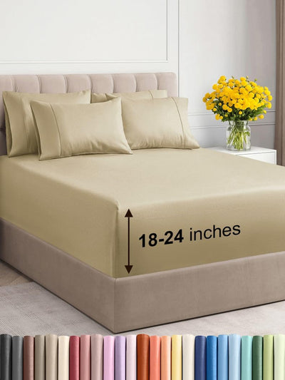 Premium 6-Piece King Sheet Set – Extra Deep Pockets, Cooling Comfort & Wrinkle-Free Softness