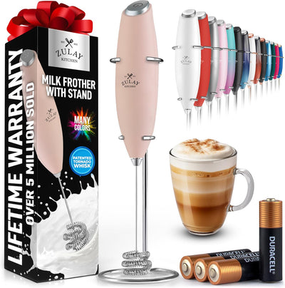 Powerful Handheld Milk Frother with Stand & Batteries