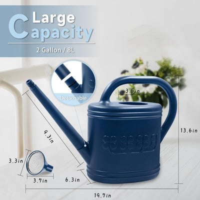 2 Gallon Outdoor Watering Can with Long Spout