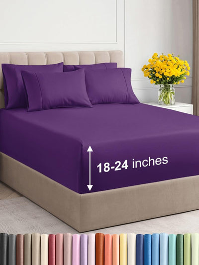 Premium 6-Piece King Sheet Set – Extra Deep Pockets, Cooling Comfort & Wrinkle-Free Softness