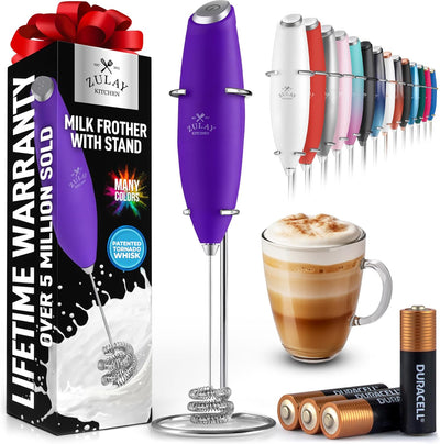 Powerful Handheld Milk Frother with Stand & Batteries