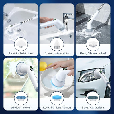 Electric Spin Scrubber with Dual Speed & 6 Heads