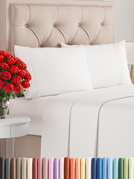 Premium Full Size 4-Piece Sheet Set – Ultra-Soft, Cooling & Wrinkle-Free Bedding with Deep Pockets