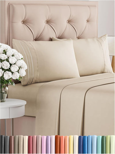 Premium Full Size 4-Piece Sheet Set – Ultra-Soft, Cooling & Wrinkle-Free Bedding with Deep Pockets