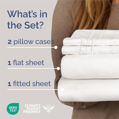 Premium Full Size 4-Piece Sheet Set – Ultra-Soft, Cooling & Wrinkle-Free Bedding with Deep Pockets