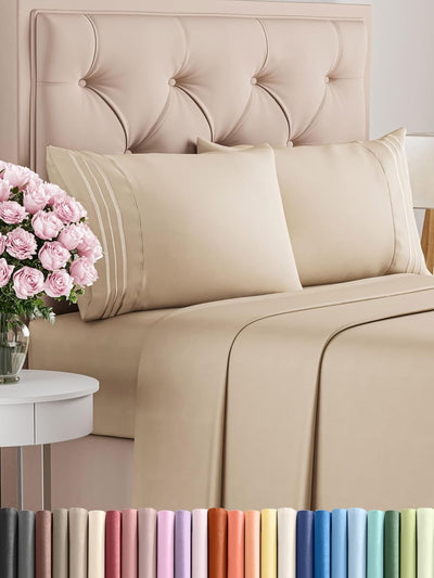 Premium Full Size 4-Piece Sheet Set – Ultra-Soft, Cooling & Wrinkle-Free Bedding with Deep Pockets