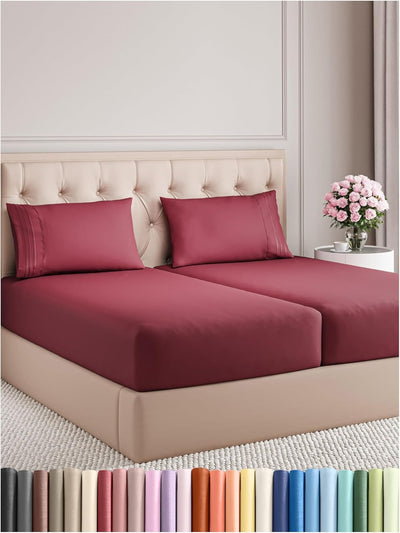 Premium Full Size 4-Piece Sheet Set – Ultra-Soft, Cooling & Wrinkle-Free Bedding with Deep Pockets