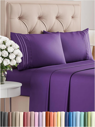 Premium Full Size 4-Piece Sheet Set – Ultra-Soft, Cooling & Wrinkle-Free Bedding with Deep Pockets
