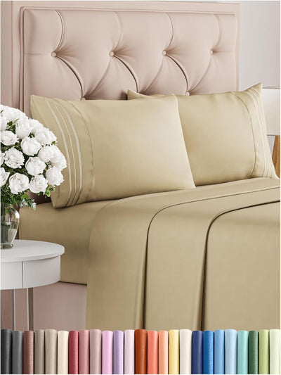Premium Full Size 4-Piece Sheet Set – Ultra-Soft, Cooling & Wrinkle-Free Bedding with Deep Pockets