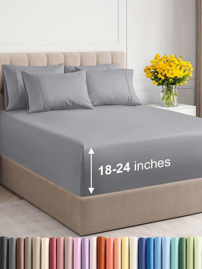 Premium 6-Piece King Sheet Set – Extra Deep Pockets, Cooling Comfort & Wrinkle-Free Softness