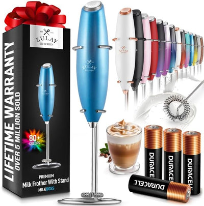 Powerful Handheld Milk Frother with Stand & Batteries