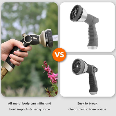 Heavy Duty Metal Hose Nozzle with 9 Spray Patterns
