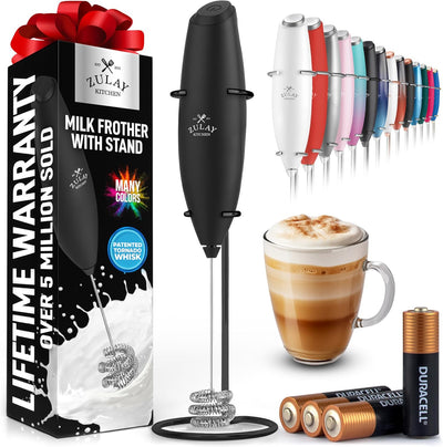 Powerful Handheld Milk Frother with Stand & Batteries