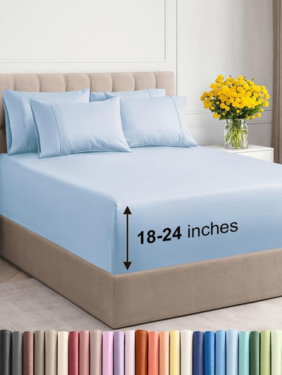Premium 6-Piece King Sheet Set – Extra Deep Pockets, Cooling Comfort & Wrinkle-Free Softness