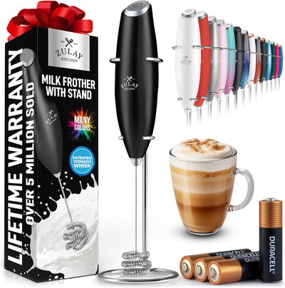 Powerful Handheld Milk Frother with Stand & Batteries