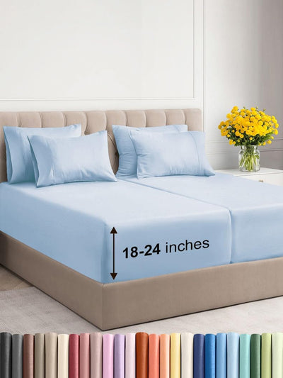 Premium 6-Piece King Sheet Set – Extra Deep Pockets, Cooling Comfort & Wrinkle-Free Softness