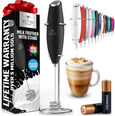 Powerful Handheld Milk Frother with Stand & Batteries