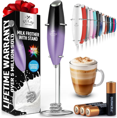 Powerful Handheld Milk Frother with Stand & Batteries