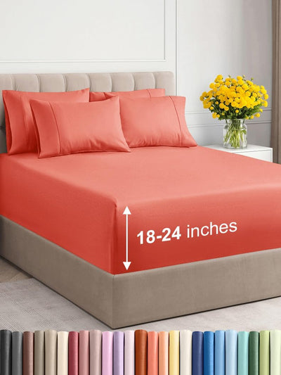 Premium 6-Piece King Sheet Set – Extra Deep Pockets, Cooling Comfort & Wrinkle-Free Softness