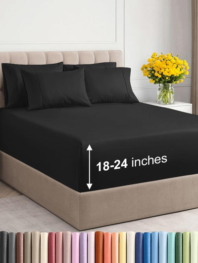 Premium 6-Piece King Sheet Set – Extra Deep Pockets, Cooling Comfort & Wrinkle-Free Softness