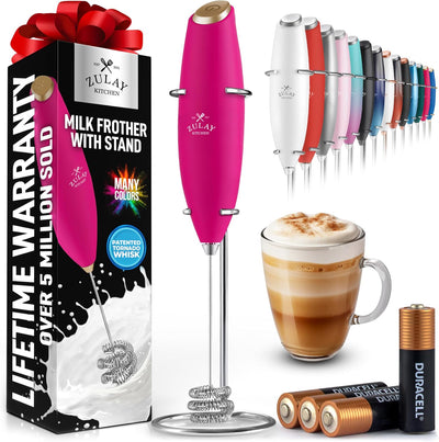 Powerful Handheld Milk Frother with Stand & Batteries