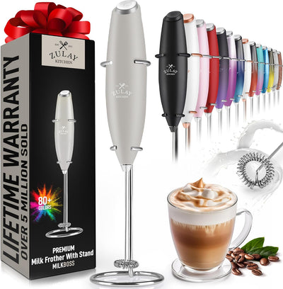 Powerful Handheld Milk Frother with Stand & Batteries