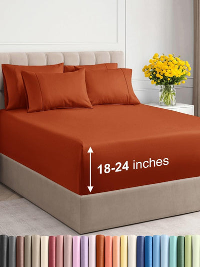 Premium 6-Piece King Sheet Set – Extra Deep Pockets, Cooling Comfort & Wrinkle-Free Softness