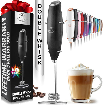 Powerful Handheld Milk Frother with Stand & Batteries