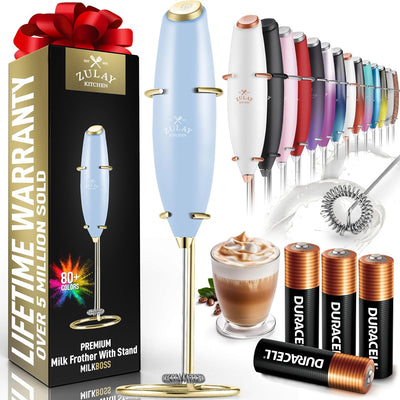 Powerful Handheld Milk Frother with Stand & Batteries