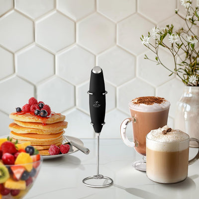Powerful Handheld Milk Frother with Stand & Batteries