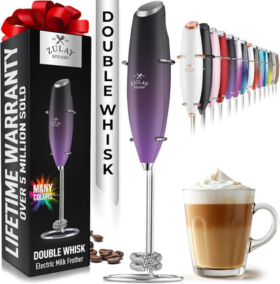 Powerful Handheld Milk Frother with Stand & Batteries